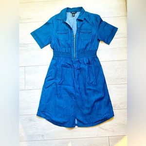 Denim Chambray Zip Dress
